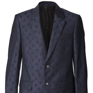 Alexander McQueen Navy Skull Suit Jacket